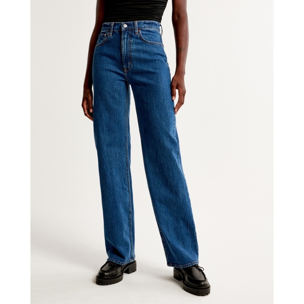 NWT Abercrombie & Fitch Vintage Denim High Rise 90s Relaxed Jean in Dark, 26/2R
